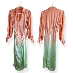 NWT YOUNG FABULOUS & BROKE Peach Ombré Shirt Dress